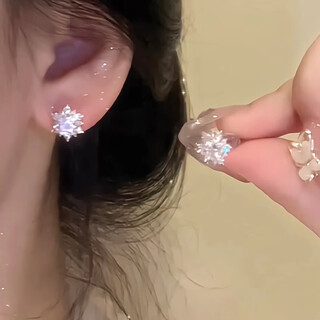 Qmxd sunflower earrings for women with full diamonds and no piercing ear clips for women, high-end mosquito coil discs, niche high-end earrings, a pair of earrings (photographed with pierced ears)
