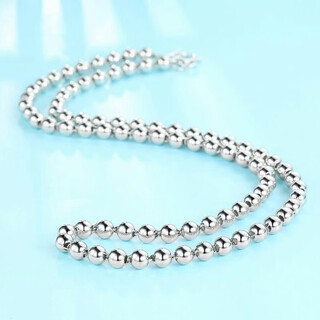 Dl 1998 fat donglai same style platinum pt950 plain chain round bead necklace classic versatile platinum pearl clavicle chain for men and women round bead necklace 50 cm 20 g