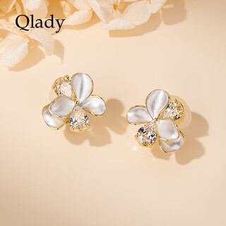 Qlady ear clip women's pierced ear bone clip flower earrings feminine earrings 2025 new high-end birthday gift
