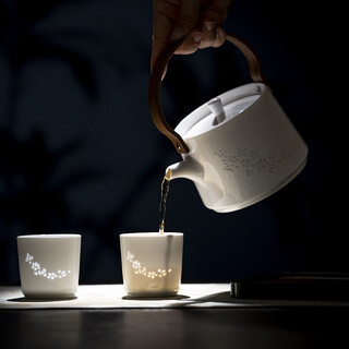 Fuyu ceramics jingdezhen linglong tea set home light luxury high-end high-end teapot tea cup magnolia 5-head tea set