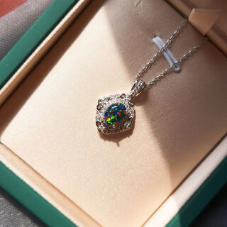 Sen uses the new black rainbow s925 sterling silver colorful black opal necklace original opal opal gift
