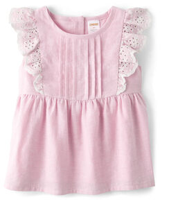 Gymboreegymboree girls and toddlers butterfly sleeve eyelet tank top, simple pink linen, 5t simple pink linen 5t