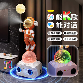 Chanyu astronaut astronaut karaoke colorful audio living room tv cabinet floor-standing ornaments high-end atmospheric housewarming gift orange - karaoke colorful speaker + 3 light piece starry sky lamp xiaoai audio version