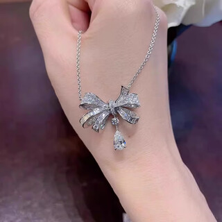 Oein platinum internet celebrity bow necklace for women with diamond clavicle chain with diamond pendant clavicle chain ins gift for girlfriend bow necklace style one