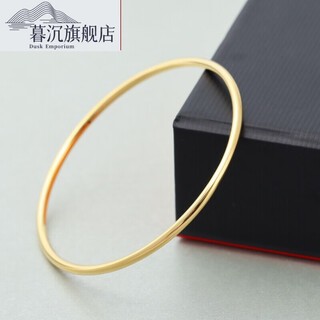 Du shen 18k gold bracelet for women au750 gold glossy hollow round bracelet rose gold birthday chinese valentine's day gift for women 18k light gold color 4.8g 56 ring 2.5mm