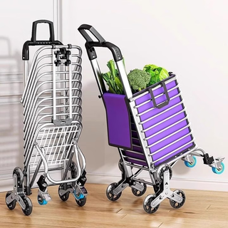 Fan lilin's shopping trolley, portable shopping cart, stair-climbing hand trolley, folding lightweight trolley, household vegetable trailer, multi-functional reinforced foam double wheels