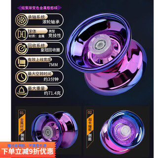 脘铼【48小时发货】溜溜球儿童玩具比赛专用悠悠球活睡眠自动回旋yoyo 升合金加重悠悠球【渐变紫】
