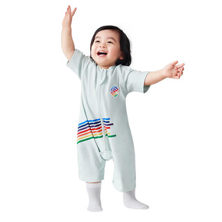 Bebebus baby sleeping bag summer thin children's split-leg one-piece pajamas short-sleeved baby anti-kicking quilt small cool breeze sleeping bag s73 size_recommended height 70-80cm