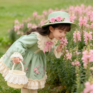 Kafanli (kafanii) girls 2025 autumn and winter new lolita sweet dress palace style western style princess dress birthday puffy dress a79 green western style sweet skirt 110 cm