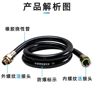 Explosion-proof flexible pipe dn50 length 1500mm carbon steel head unit root