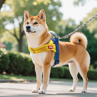 Qi oh dog leash vest style small and medium-sized dog bichon anti-breakaway dog leash teddy pet harness dog leash yellow single strap no rope l recommended weight 22-35 jin jin is equal to about 0.5 kg