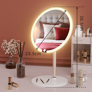 Gucong new chinese style led vertical makeup mirror with light for home dormitory, adjustable angle charging, pearl white 4800 mah daylight level color rendering tri-color light, beauty mirror-vanity mirror
