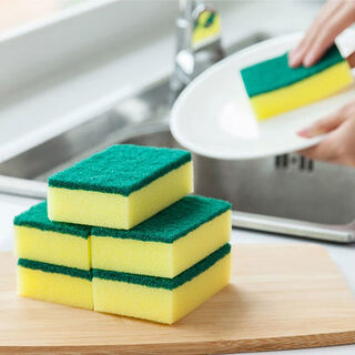 Dishwashing sponge, scouring pad, kitchen cleaning pot sponge block, special dishwashing cloth for washing dishes, 3 pieces