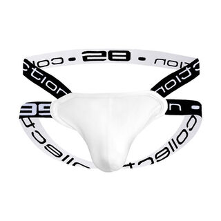 Half men's gay sexy no-take-off thong sexy beltless cotton large bag hollow buttocks exposed gay underwear for men white 3501 l