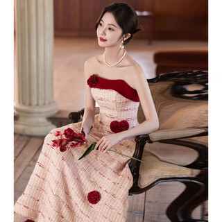 Acjk french toast dress bride 2025 new sexy tube top engagement dress dress pink home dressing gown for women pink_22352 m