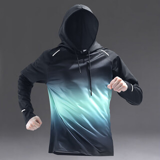 Bmai sports jacket men's new hooded running sweatshirt jacket men's autumn thin quick-drying windbreaker cycling suit men's black and green sweatshirt jacket quick-drying_breathable m