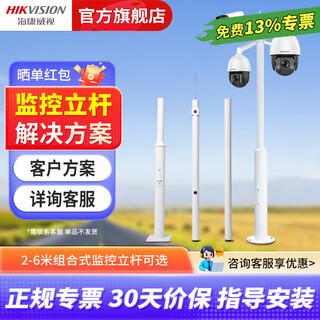 Hikvision (hikvision) hikvision surveillance pole outdoor cloud billiards machine gun camera road pole bracket 3 meters 4 meters combined pole solution personalized matching pole can be equipped with up to 4 brackets