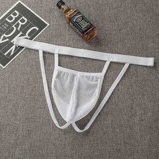 Slutty men's double thong m tight sexy personality breathable transparent hip mesh men's underwear a pair of white 90-160jin jin is equal to 0.5kg, inner wear