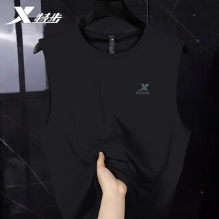 Xtep vest men's quick-drying sleeveless t-shirt summer new breathable vest large size running fitness sports vest men's black/wide shoulder quick-drying l/175