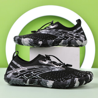 U&mudi quick-drying wading shoes for men and women, non-slip breathable indoor fitness shoes, outdoor swimming and rafting beach shoes w-38 gray black 35