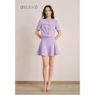 Obbligato olegato summer beaded round neck taro purple small fragrance suit jacket taro purple m