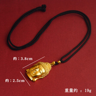 Chili sand gold national style buddha head necklace versatile imitation gold buddha ball bead chain copper ornament sand gold pendant accessories new product buddha head black rope necklace 3d hollow buddha x20