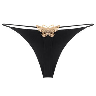 Sexy thin bandage cotton underwear women's new 2024 hot style low waist pure desire girls raw thong pants with bow embroidery black xlxl10150jin jin is equal to 0.5 kg
