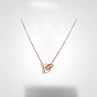 Junpo ido18k gold diamond necklace rose gold letter pendant light luxury simple versatile clavicle chain valentine's day gift as shown in the picture