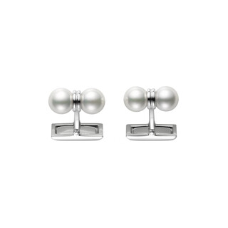 Mikimoto men's pearl cufflinks, exquisite and simple, silver, low-key, luxury, formal suit accessories, gift for husband, pf-307s | 7mm pearls, 2 pieces