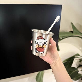 Magic bean shenghuo cute dog 304 stainless steel cartoon children's mouthwash cup toothbrush simple high-looking couple washing creative cup overalls puppy mouthwash cup men's style