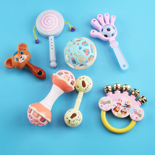 Mppmck small sand hammer baby children educational small sand hammer hand rattle toy newborn baby grasping training early education gift cat rattle 7-piece set sugar finger hand double oblong cat