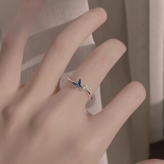 Core luxury s999 sterling silver butterfly leaf ring for girls pure silver light luxury high-end index finger ring adjustable plain ring ring for women butterfly leaf open ring