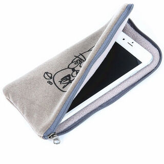 Nimense plush mobile phone bag hanging neck mobile phone set small cloth bag dustproof portable mobile phone bag storage anti-fall dustproof gray 7 inches (suitable for all large-screen mobile phones)