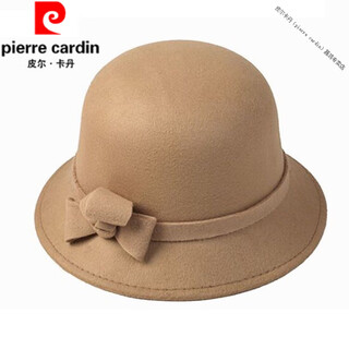 Pierre cardin french imported quality autumn and winter women's hats bowler hat woolen women's basin hat fashion hat round hat winter women's rhombus basin hat khaki adjustable