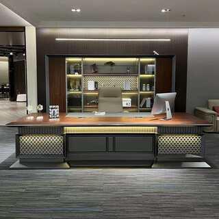 New chinese-style office desk, boss desk, light luxury and elegant executive desk, high-end office furniture, chairman and president desk complete set, 2.8m boss desk
