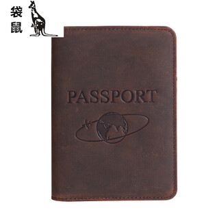 Kangaroo (kangaroo) new travel anti-theft brush rfid passport bag crazy horse leather casual id multi-functional boarding passport protective cover brown crazy horse leather genuine leather passport cover