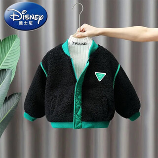Disney (disney) children's sherpa jacket new boys' wool sweater autumn and winter boys' winter internet celebrity reversible jacket trendy black 110 (recommended around 105 cm)