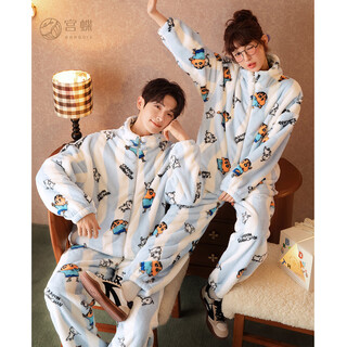 Gongdie heat storage type crayon shin-chan autumn and winter couple pajamas women's thickened concubine velvet warm home clothing men's