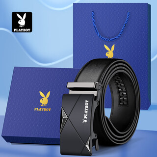 Playboy belt men's automatic buckle cowhide belt middle-aged belt birthday gift for dad, boyfriend, husband gift box packaging