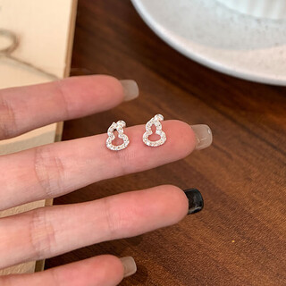 Qi xiaomi gourd earrings for women sterling silver 999 ear piercing earrings for women niche design earrings screw twist buckle to sleep without removing a pair of small gourd earrings 999 pure silver