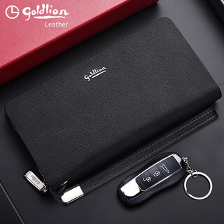 金利来（Goldlion）钱包男款长款真皮手包拉链时尚男士2025新男手机包两用 [黑色]