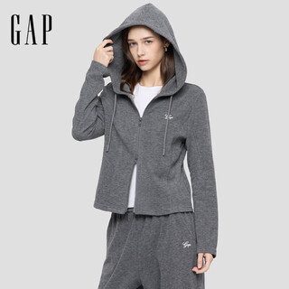 Gap women's 2025 autumn new embroidered logo fitted zipper hooded sweater slim top 792688