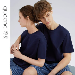 Chundu summer couple pajamas women's pure cotton early autumn and early spring high-quality pinstripes wearable home clothing men's suit navy/dark blue stripes women's xl