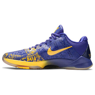 Nike zoom kobe 5 rings comfortable shock absorbing anti-slip low-top practical basketball shoes men's purple gold 41