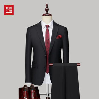 Red bean no-iron suit men's 2025 autumn new business formal wear workplace groom wedding dress suit two-piece black s