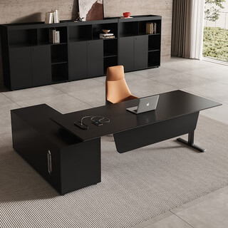 Jiazhi intelligent lifting boss desk and chair combination italian style minimalist modern light luxury office manager supervisor desk 2.0 meter lifting table (left side cabinet)