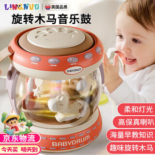 Linglai door-to-door delivery british baby toys music hand drum 0-3 years old baby early education puzzle birthday gift rechargeable blue + microphone (657 early education content + ring paper + 3d light)