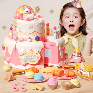 奥智嘉儿童蛋糕玩具生日礼物女孩3-6岁过家家厨房切切乐公主做饭仿真