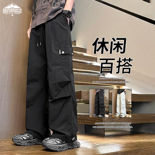 Dingfengbaoluo american overalls men's autumn loose straight fit high-rise sports casual pants gk29 black l