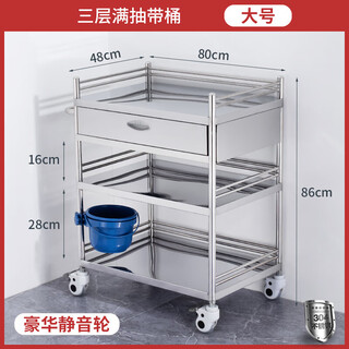 Sailotou stainless steel treatment cart trolley instrument surgical instrument beauty salon oral rack tool cart 1 304 large three-layer large pump
